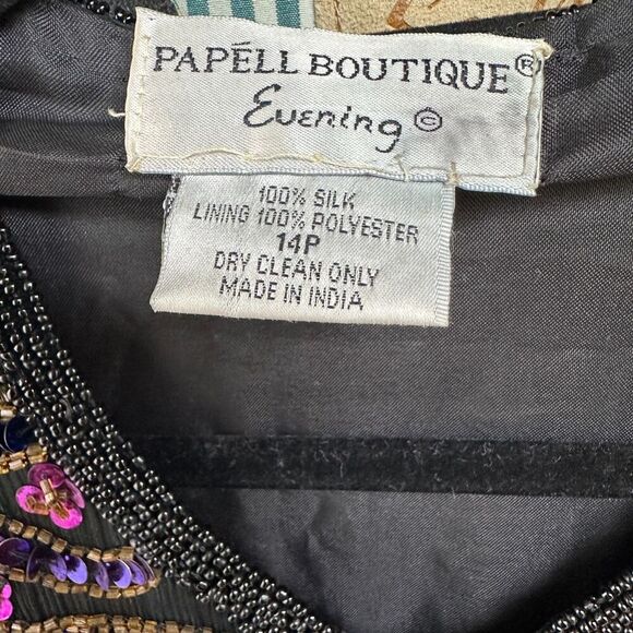 Papell Boutique Evening Vintage 100% Silk Beaded Sequin Jacket 14P Wedding Party - Picture 3 of 16